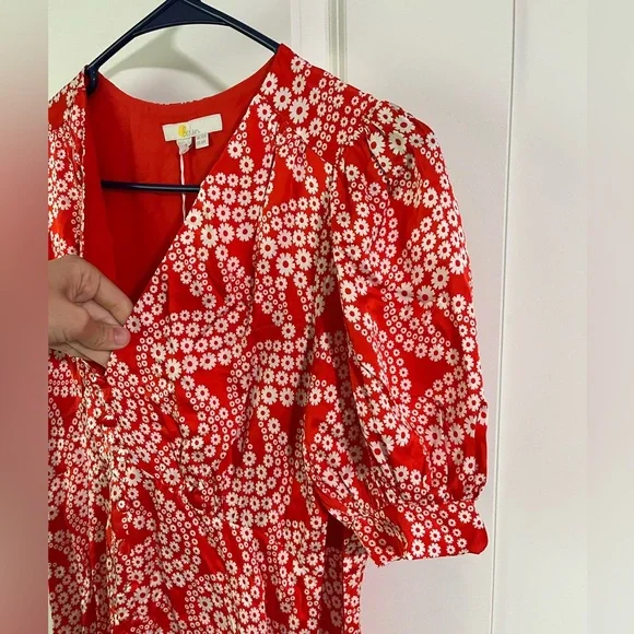 Boden NWT Red Satin Tea Dress- Size 6R - Picture 7 of 11